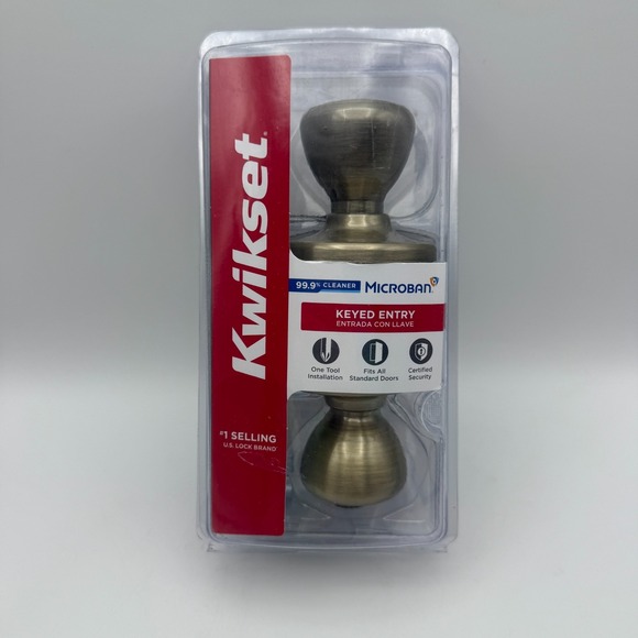 Kwikset Keyed Entry Door Knob Set Microban Standard Doors Certified Security - Picture 1 of 4